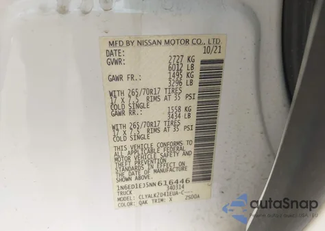 2022 Nissan Frontier Pro-X 4X2 from USA, damaged, VIN 1N6ED1EJ5NN616446